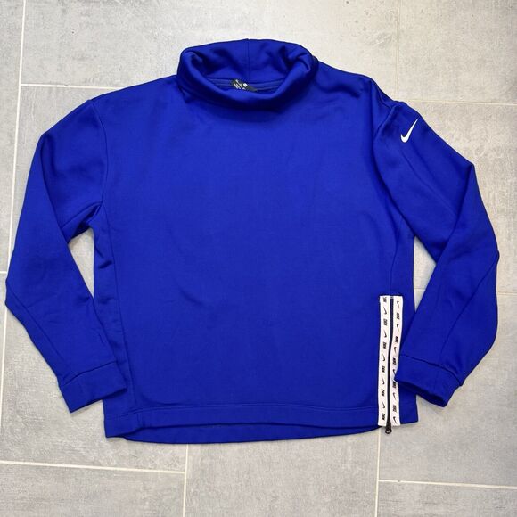 Nike Therma Fleece All Time Mock Neck Sweatshirt Deep Royal/Echo Pink Size XS - Picture 2 of 9